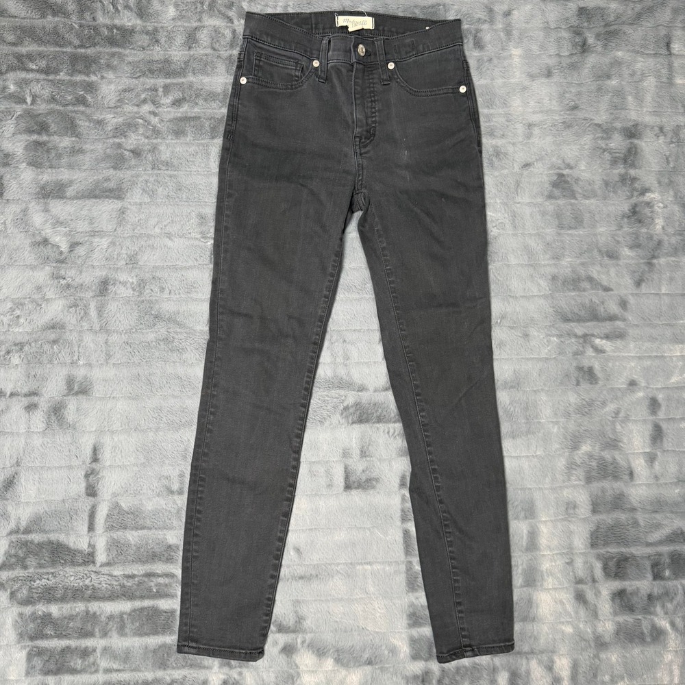 Madewell Skinny Jeans Womens 26 Black 9 Inch Mid-Rise Faded Denim Pants